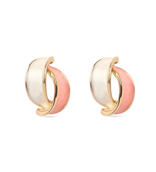 Peach Pearl Swirl Enamel Hoop Earrings