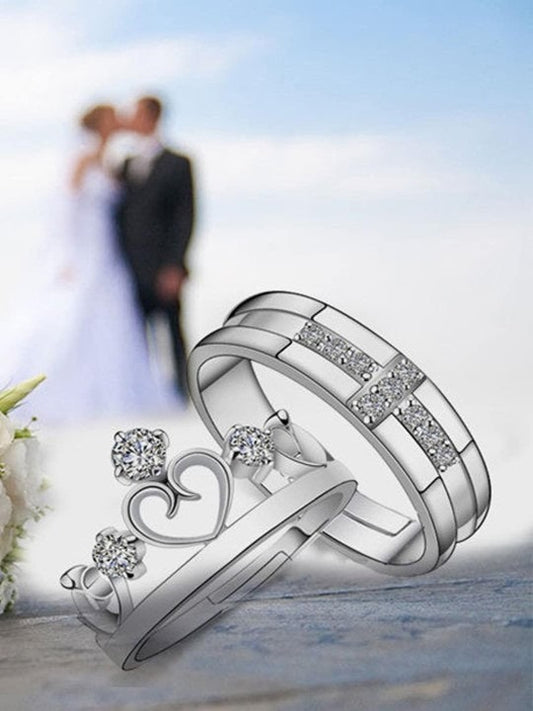 Couple Ring - Eternal Spark Silver Couple Rings – Heart & Cross Edition