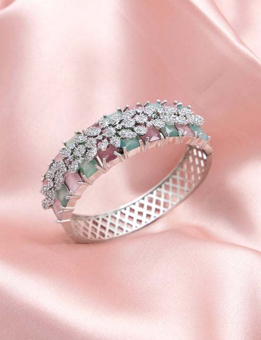 Celeste Floral CZ Bracelet | Pastel Pink & Green AD Bracelet