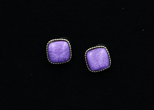 Lilac Luxe Stud Earrings – Bold Purple Textured Stone Studs