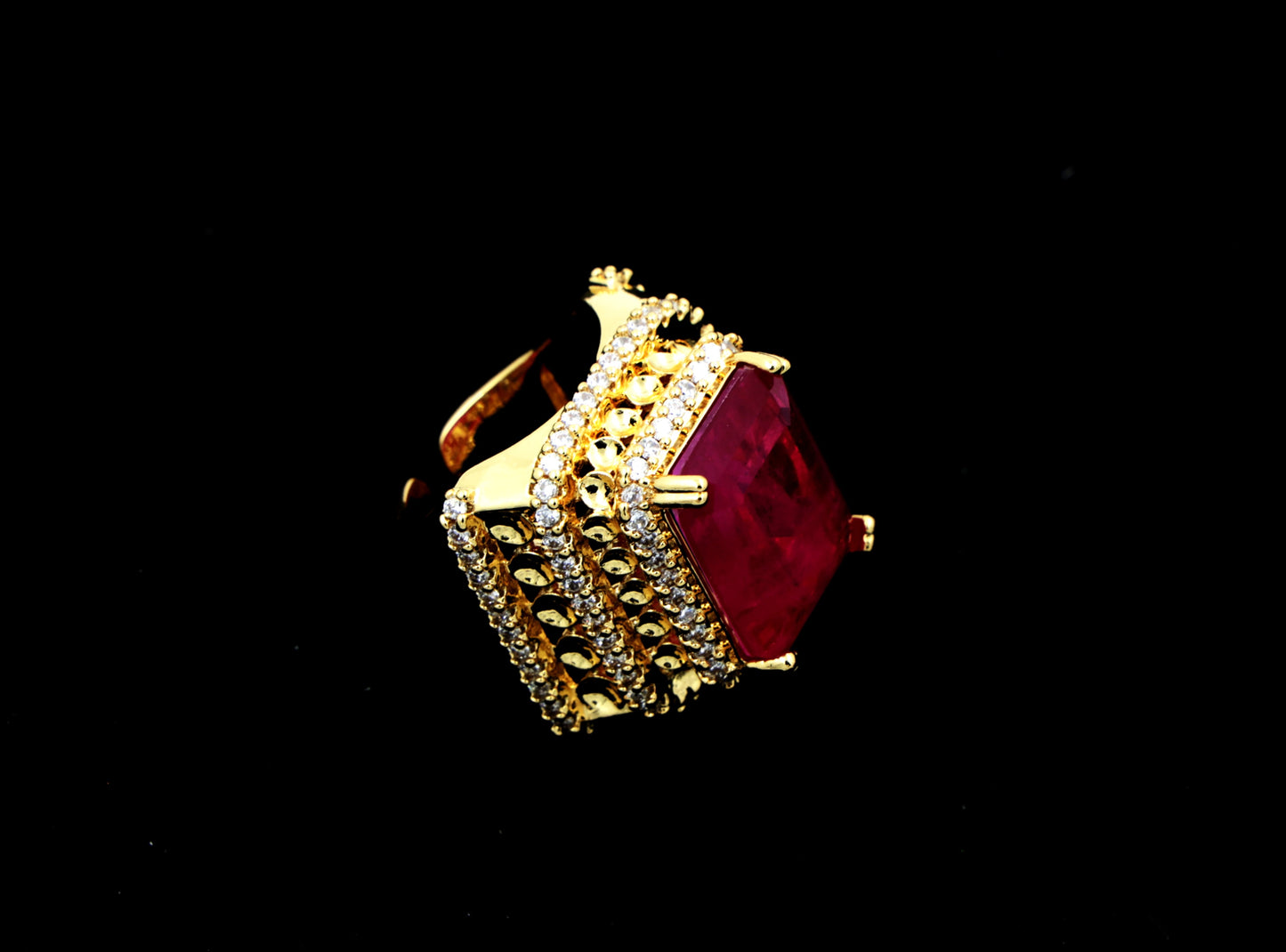 Royal Ruby Gold-Plated Statement Ring
