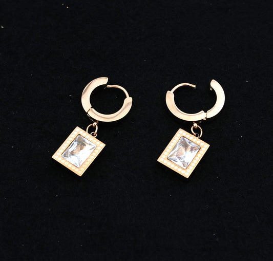 Minimalist Luxe Rectangle Drop Earrings - Anti-tarnish