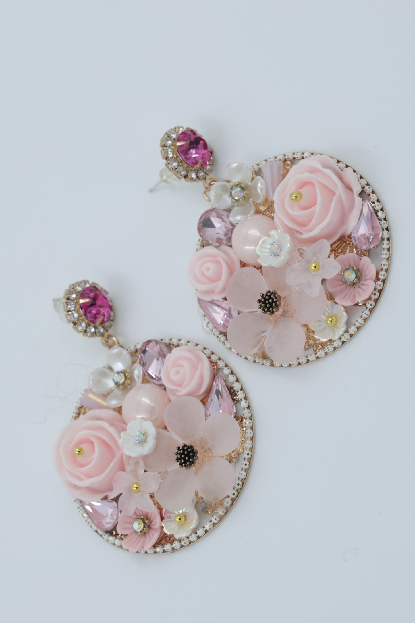 Blush Bloom Statement Earrings – Floral Fantasy in Pink