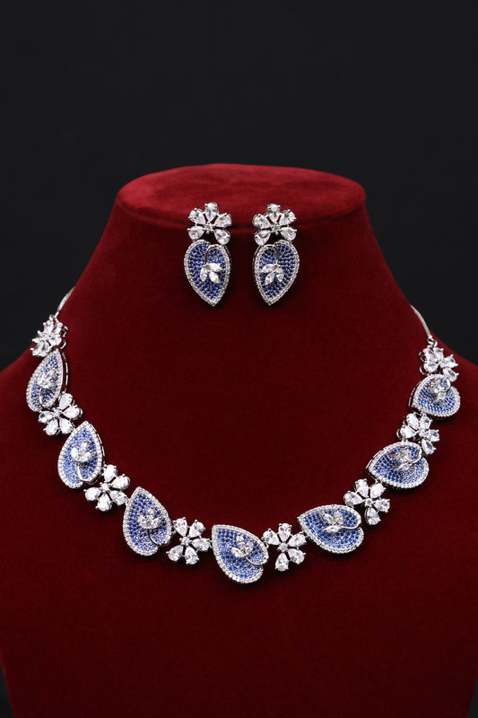 Sapphire Bloom CZ Necklace Set