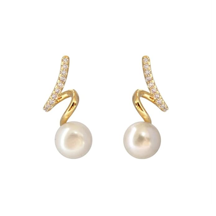 Zig-Zag Pearl Drop Earrings