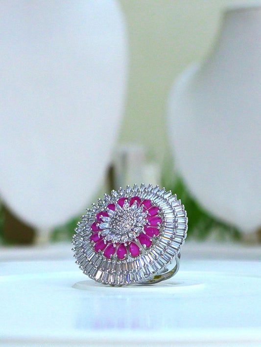 💖 Radiant Rosé CZ Cocktail Ring – Sparkle in Every Bloom