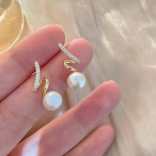 Zig-Zag Pearl Drop Earrings