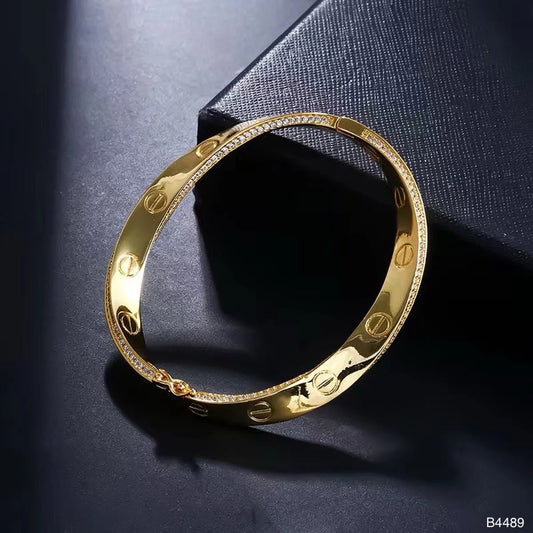 Gilded Vow – Luxe Screw Motif Gold Bangle - Anti tarnish