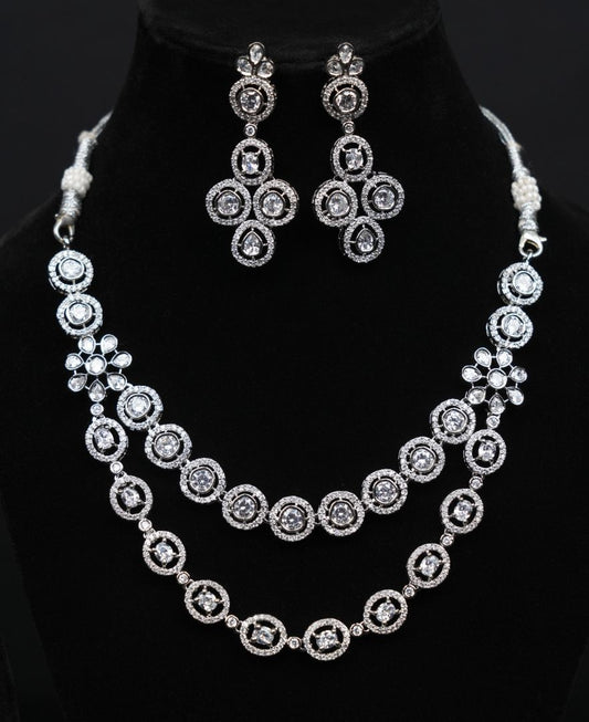 Elegant Silver-Plated CZ Bridal Necklace Set