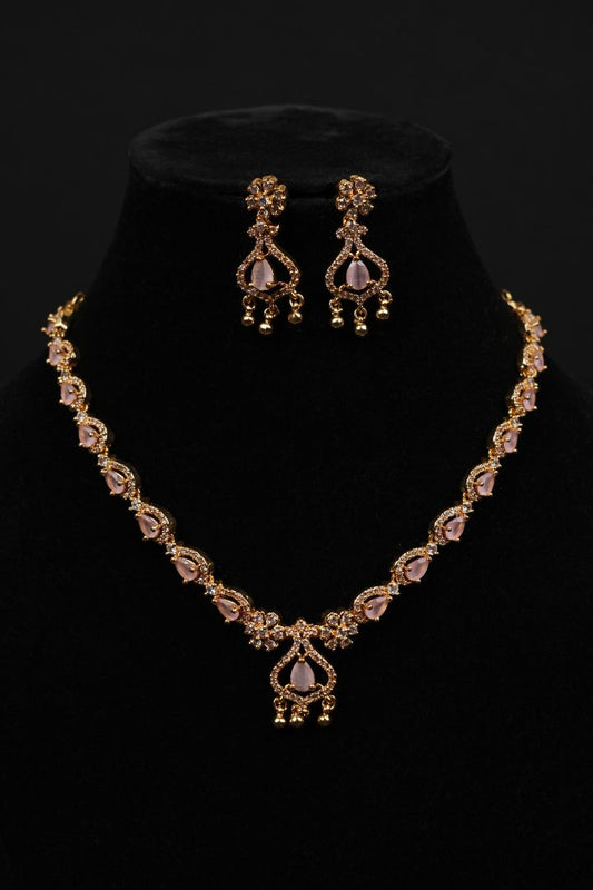 Rose Quartz Gold Elegance Necklace Set