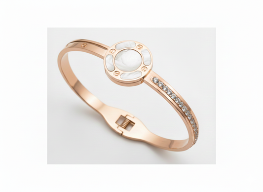 ✨ Elegant Crystal-Studded Designer Bangle – Rose Gold Finish ✨