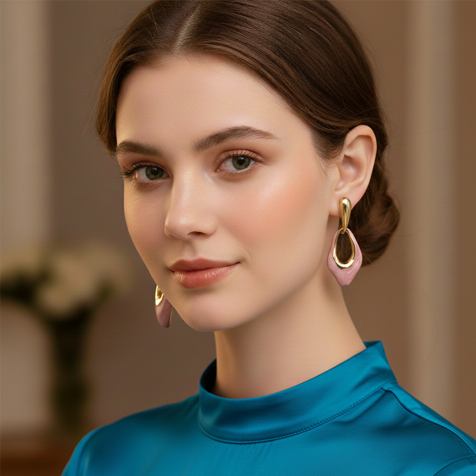 πΈ Chic Pink & Gold Statement Drop Earrings β¨