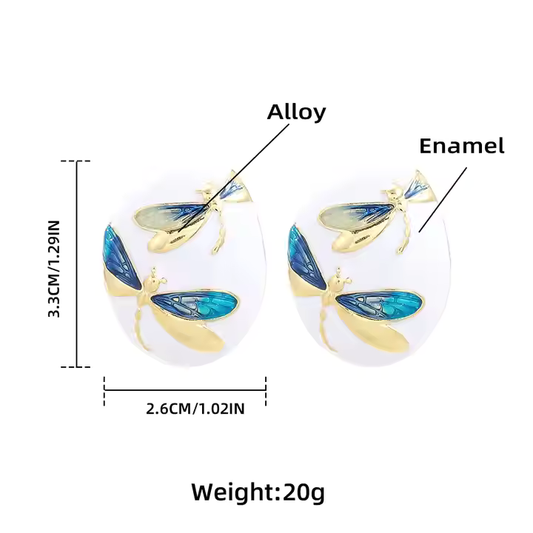 Retro Blue Butterfly Alloy Enamel Earrings | Ethnic Statement Studs