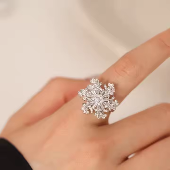 Trending Stellar Snowflake Statement Rotating Ring