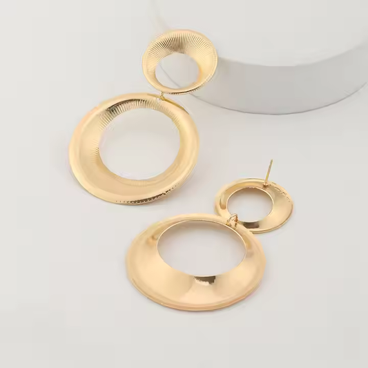 Golden Luxe Geometric Statement Earrings - Anti-tarnish