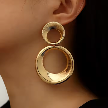 Golden Luxe Geometric Statement Earrings - Anti-tarnish