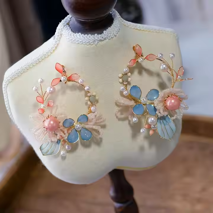 Whimsical Blossom Wreath Earrings - Anti-tarnish
