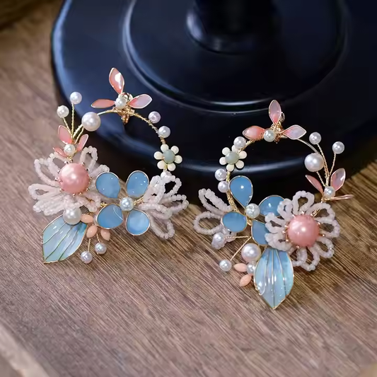 Whimsical Blossom Wreath Earrings - Anti-tarnish