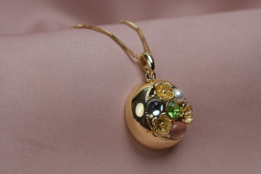 SparkleBlossom Multicolor Pendant Set – Gold Plated