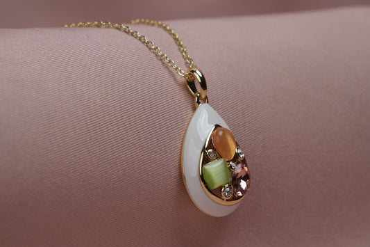 Pastel Glow Enamel Pendant Set – Gold Plated