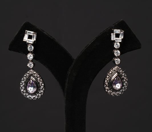 Royal Look - Silver-Plated Teardrop CZ Necklace Set