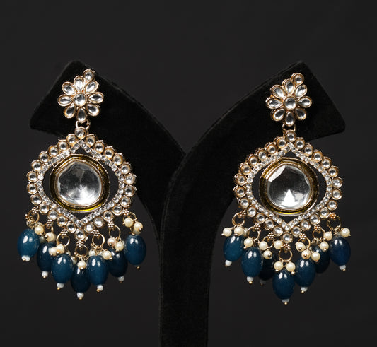 Statement Kundan Choker with Navy Blue Beads – BAINCHOK0041