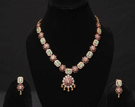 Elysian Emerald & Ruby Gold-Plated Necklace Set