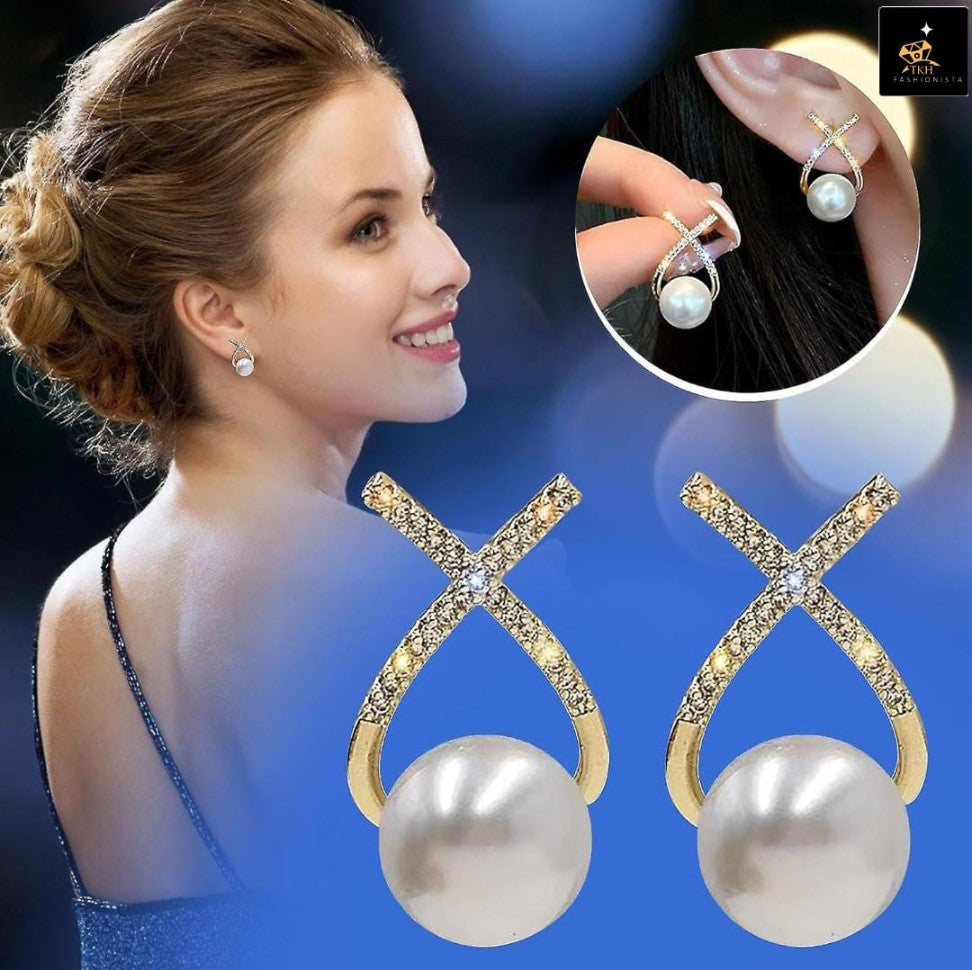 Twist & Pearl Elegance Stud Earrings