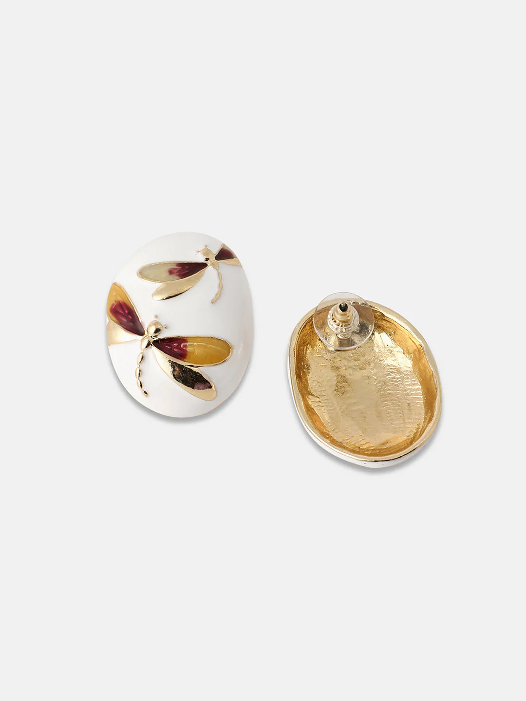 Retro Red Butterfly Alloy Enamel Earrings | Ethnic Statement Studs