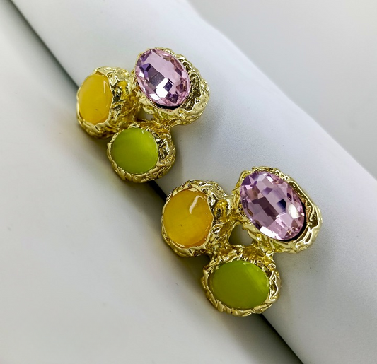 Aurora Crush Textured Gem Earrings