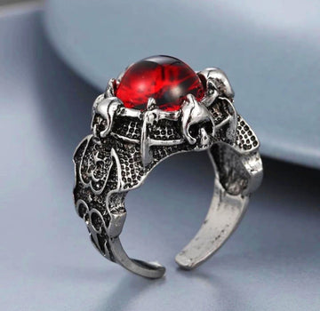 Inferno Dragon Eye Ring β Fiery Red Gothic Adjustable Ring
