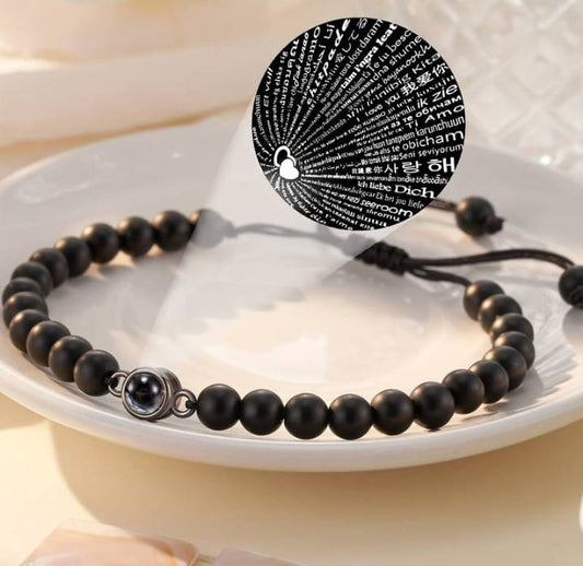 "I Love You" in 100 Languages – Matte Black Projection Bracelet