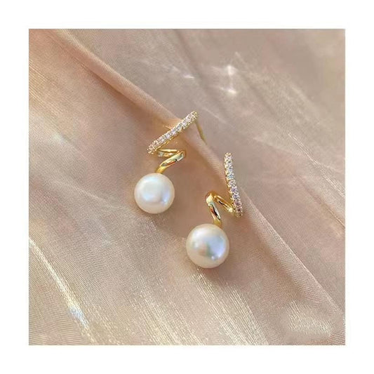 Zig-Zag Pearl Drop Earrings