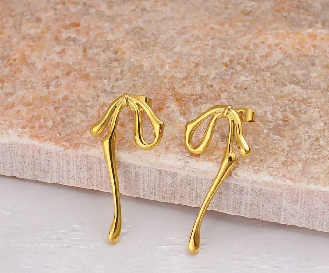 Molten Bow Drop Earrings