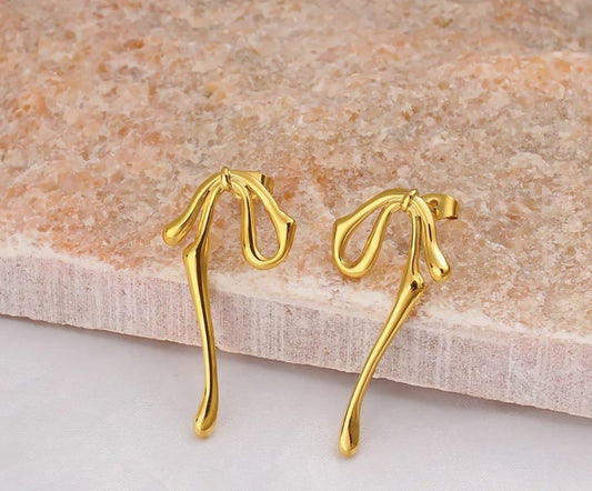 Molten Bow Drop Earrings
