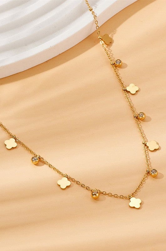 18K Gold plated - Golden Clover Charm Necklace – Lucky & Elegant - Anti-Tarnish Stainless steel