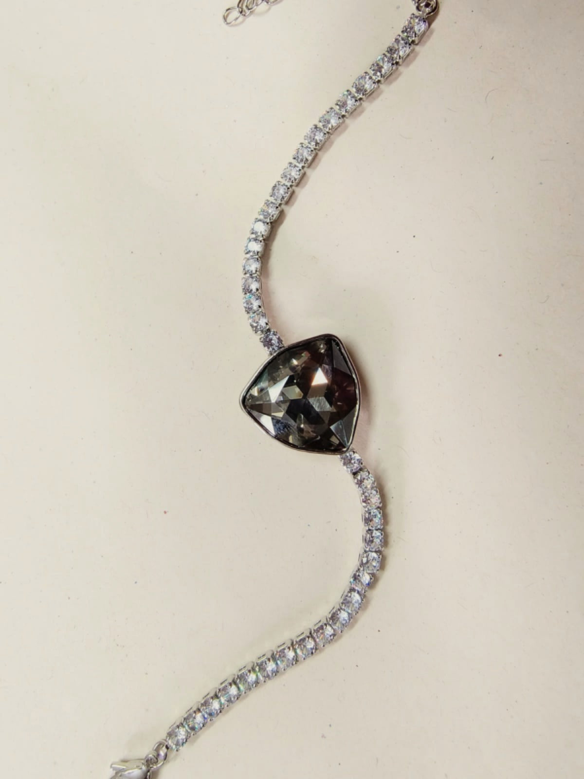 Black Crystal Heart Bracelet with CZ Accents