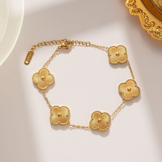 Golden Clover Charm Bracelet