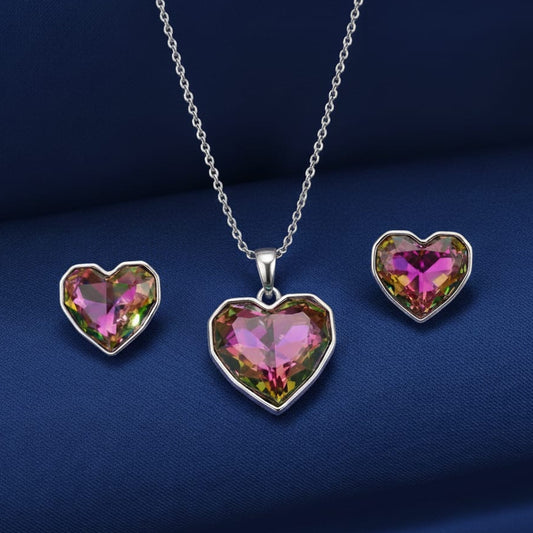 π Aurora Heart Prism Pendant Set