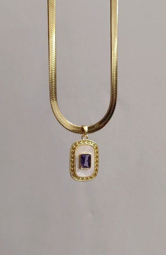 Royal Amethyst Glow Anti-Tarnish Gold Necklace – Purple Stone Pendant