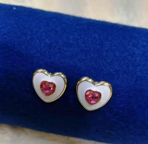 Sweetheart Sparkle Stud Earrings – Pink Crystal Heart