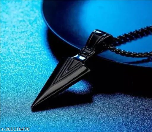 Matte Black Tribal Arrowhead Necklace – Silent Strength. Statement Style.