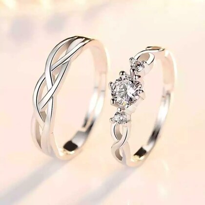 Couple Ring - Twilight Entwine Crystal Ring – Silver Elegance Series