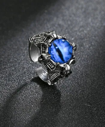 Celestial Blue Dragon Eye Ring – Adjustable Gothic Statement