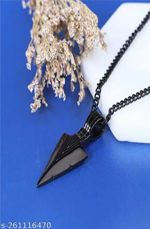 Matte Black Tribal Arrowhead Necklace – Silent Strength. Statement Style.