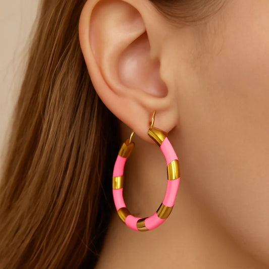 Pink & Gold Hoop Earrings
