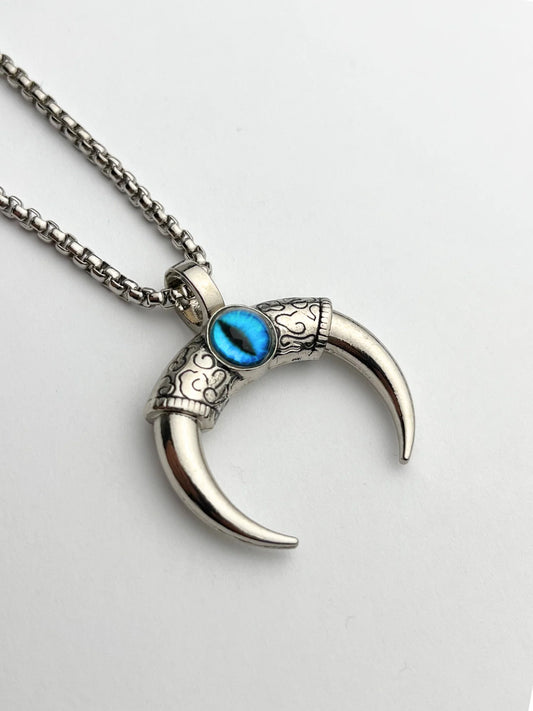 Mystic Dragon Eye Claw Pendant – Silver Chain Necklace