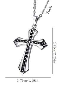 Bold Gothic Cross Pendant – Vintage Steel Necklace for Men