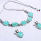 Elegant Sea Green Stone Necklace Set with Silver Finish