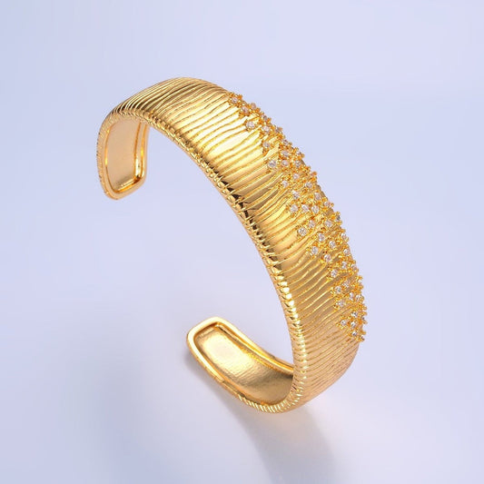 Elara Crystal-Embellished Gold Cuff Bracelet